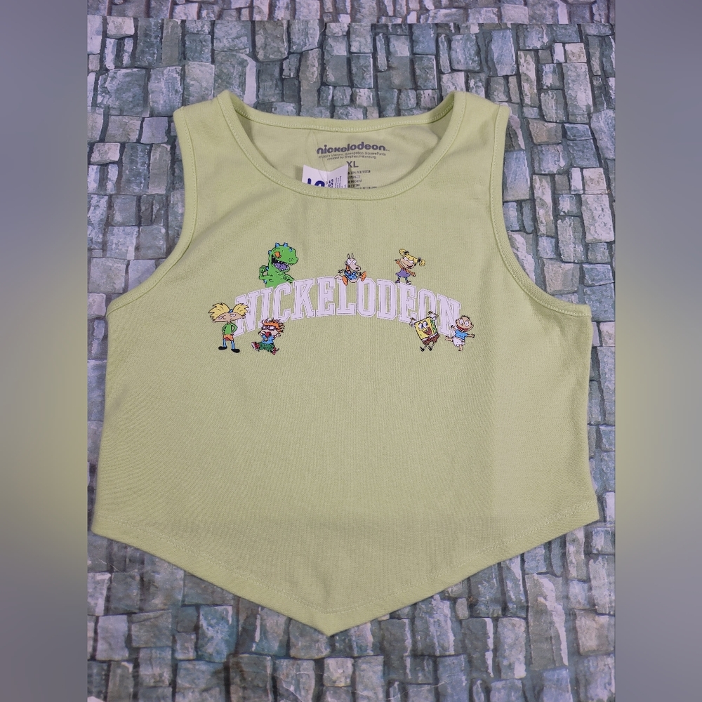 Nickelodeon Girl's XL Tank Top Cropped ‎ Hey Arnold Rugrats SpongeBob Rocko
